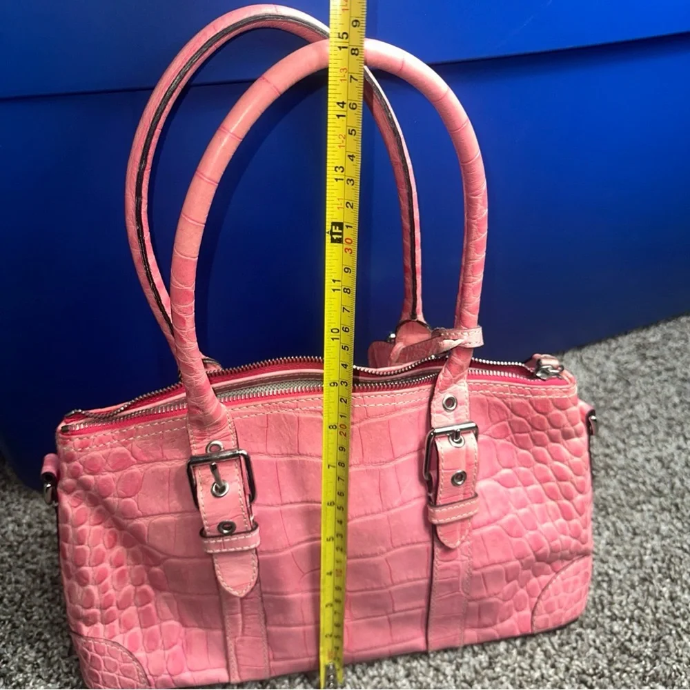 Dooney & Bourke Pink Crocodile-Embossed Shoulder Bag Y2K - Picture 10 of 12